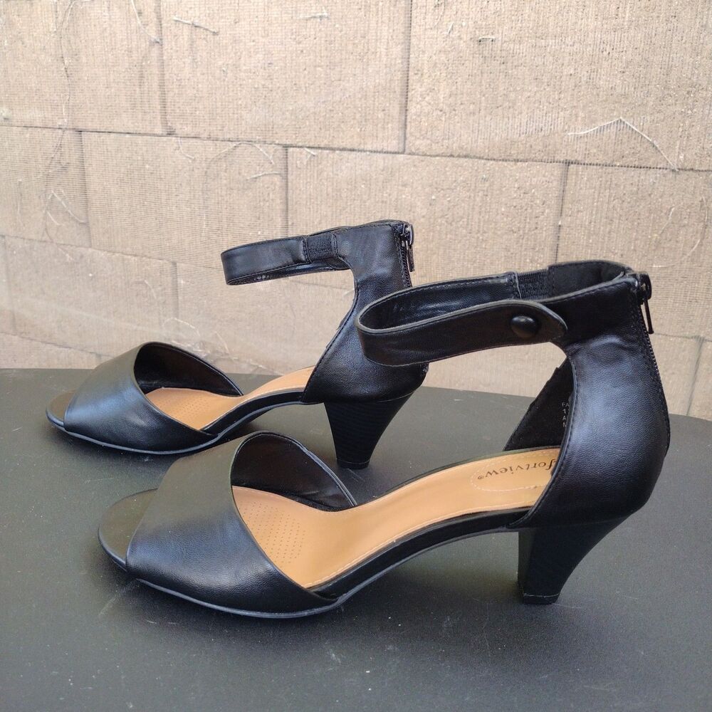 Comfortview The Fallon Vegan Leather Sandals Heels Womens Size 12 Black